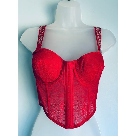 Juicy Couture Corset 36B Red Sexy Lace - Picture 1 of 10